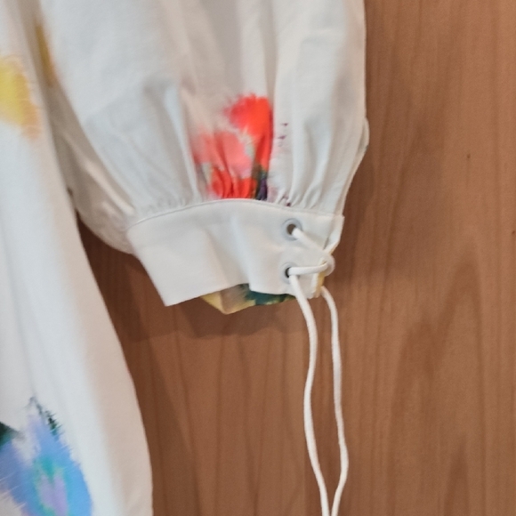 Sleeper Maxi Dress with Floral Accents, String Detail, Garden Party, EUC, Small - Picture 3 of 16